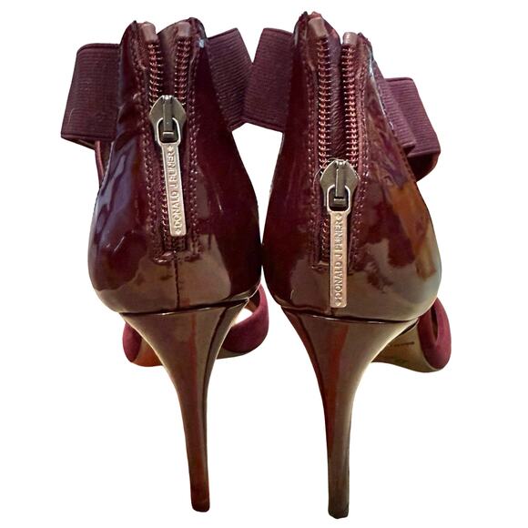 Donald J. Pliner Burgundy Criss Cross Prime Leather Pointy Toe Stiletto Heels 8 - Picture 11 of 12